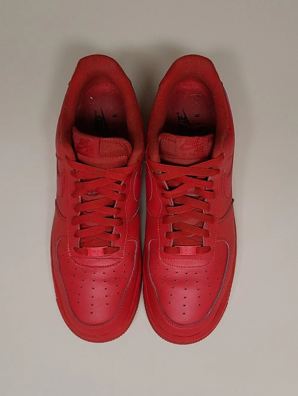 Nike Air Force 1 07 LV8 Triple Red leather casual low top sneakers size 13